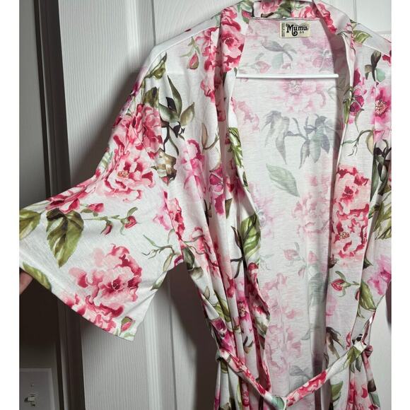 Show Me your Mumu Women O/S Short Sleeve Pink Floral Robe with Belt Intimate - Picture 3 of 8